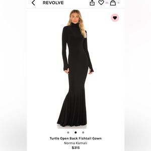 Norma Kamali Turtle Open Back Fishtail Gown- size medium